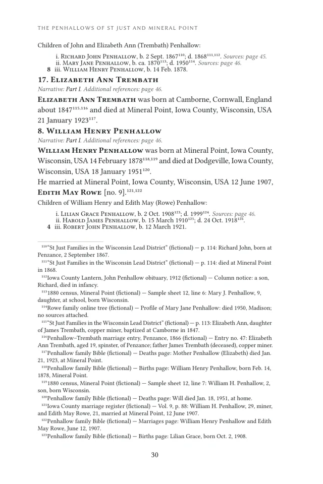 A register page from the sample book, with dates and sources
